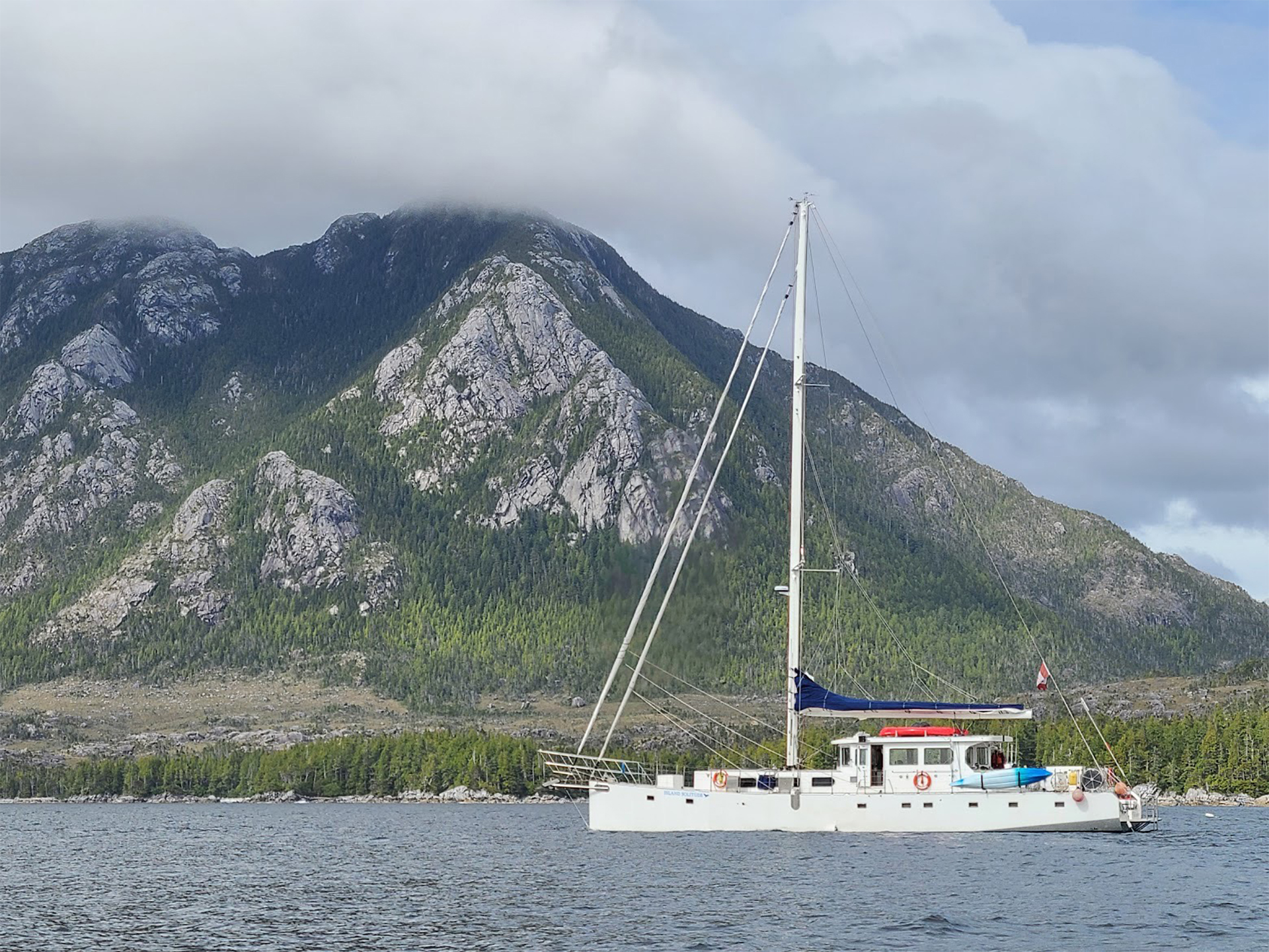 Sail boat travels through the Canadian Galapagos